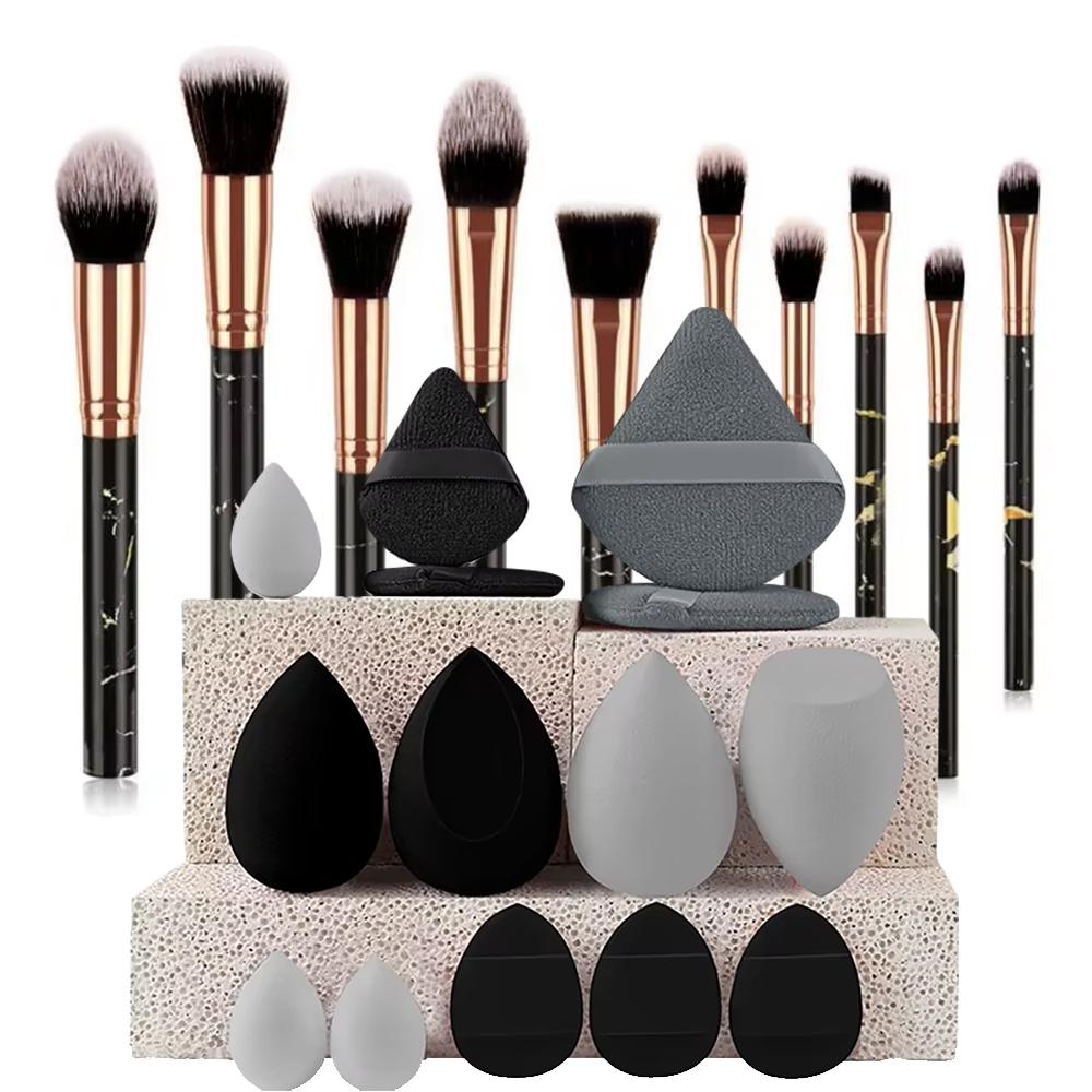 Beauty Queen Makeup - 10Pcs Marble Makeup Brushes Face Eye