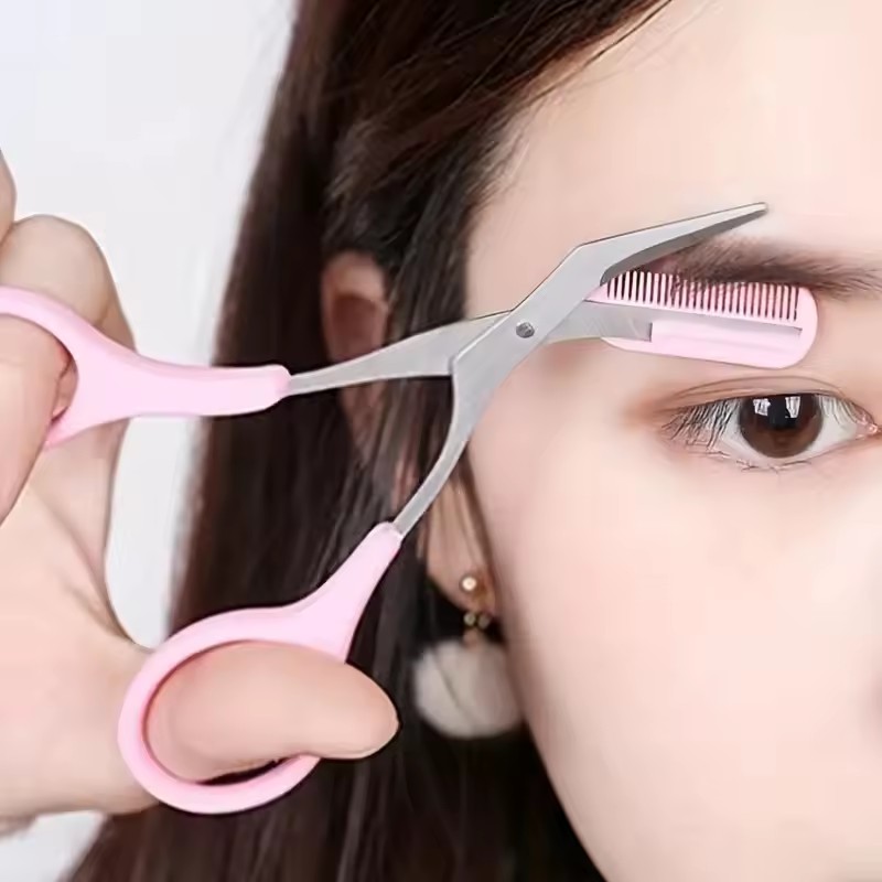 Beauty Makeup Vanity - Safe Eyebrow Scissors with Comb Stainless