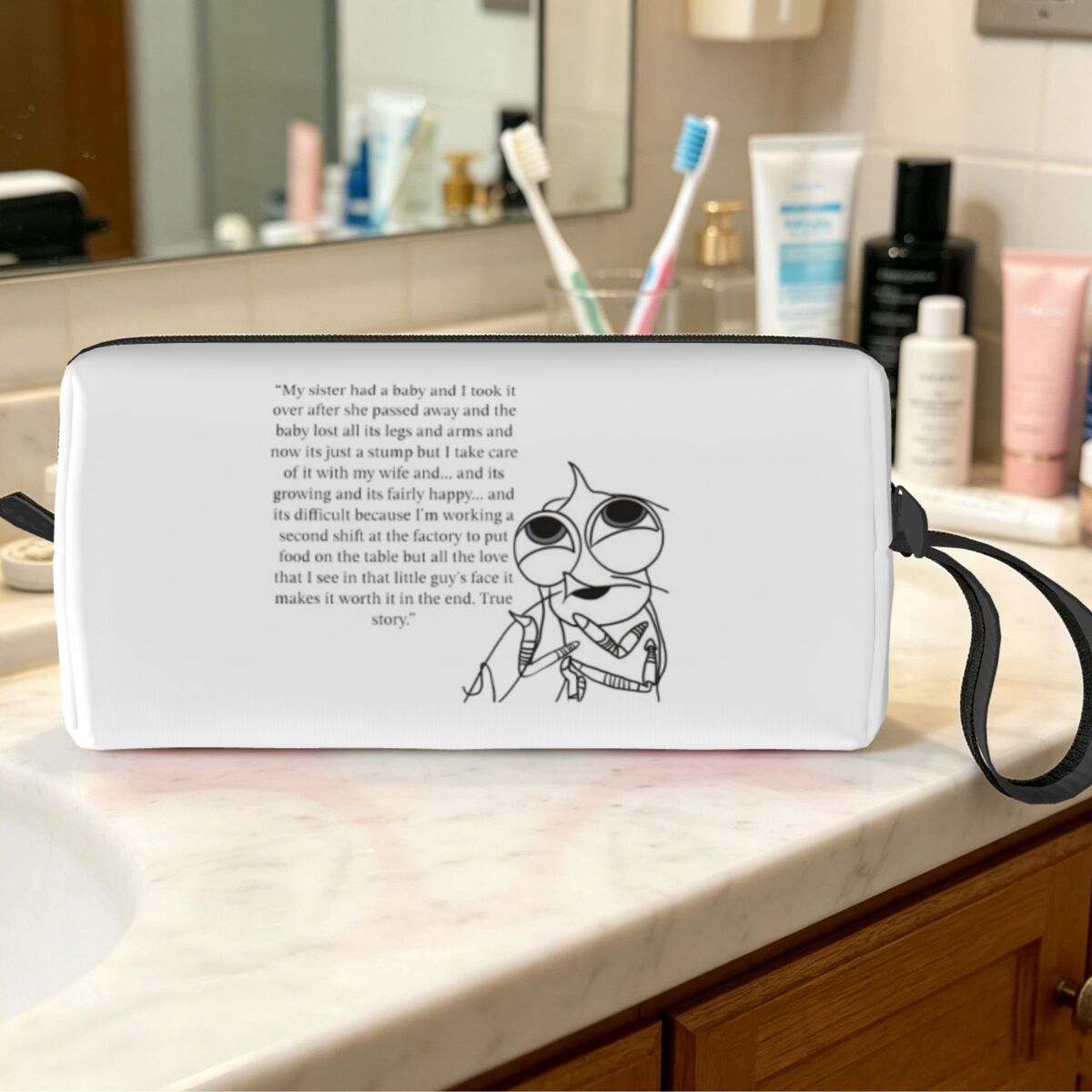 Beauty Of Makeup Quotes - Shark Tales Shrimp Quote Makeup Bag