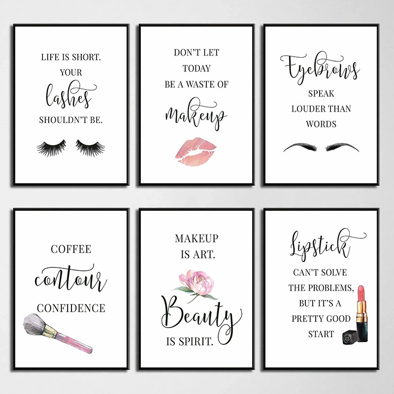 Beauty Of Makeup Quotes - Makeup Quotes Poster Eyelash Eyebrows Lipstick
