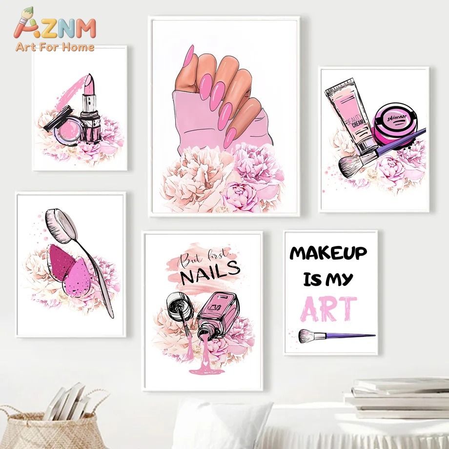 AZNM Pink Nail Makeup Canvas W - đánh giá và giá Beauty Of Makeup Quotes