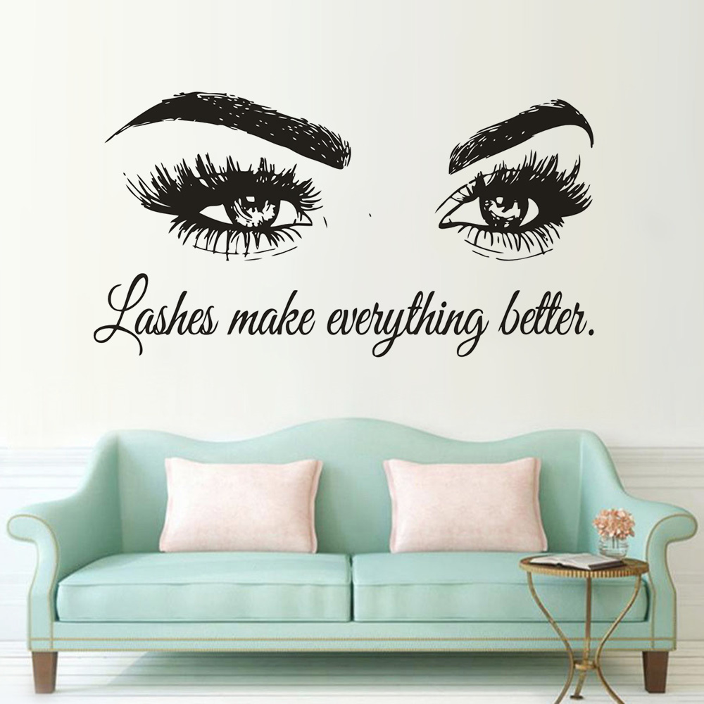 Lông mi Vinyl Tường Decal Beau - đánh giá và giá Beauty Of Makeup Quotes
