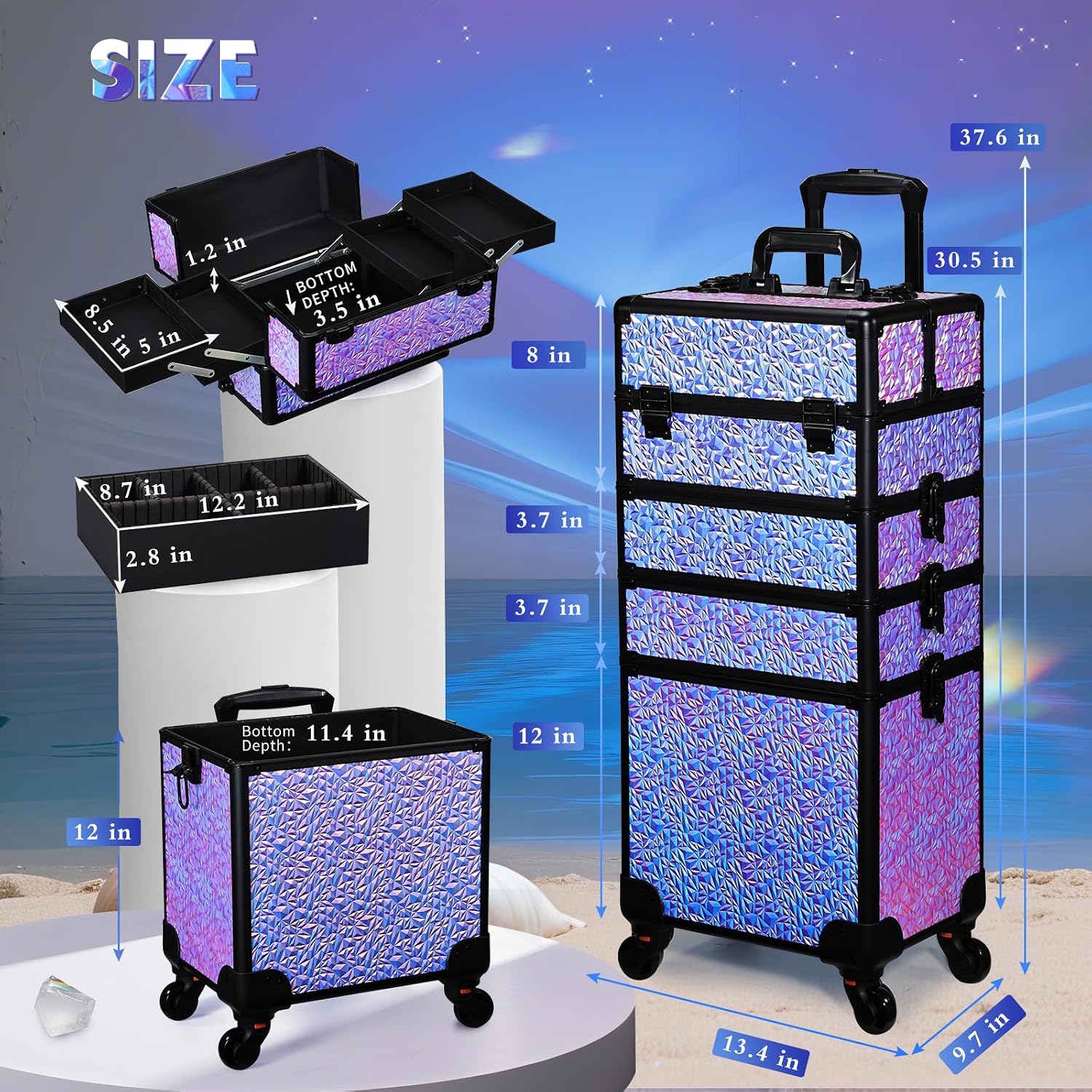 Rolling Makeup Train Case, Lar - đánh giá và giá Beauty Makeup Vanity